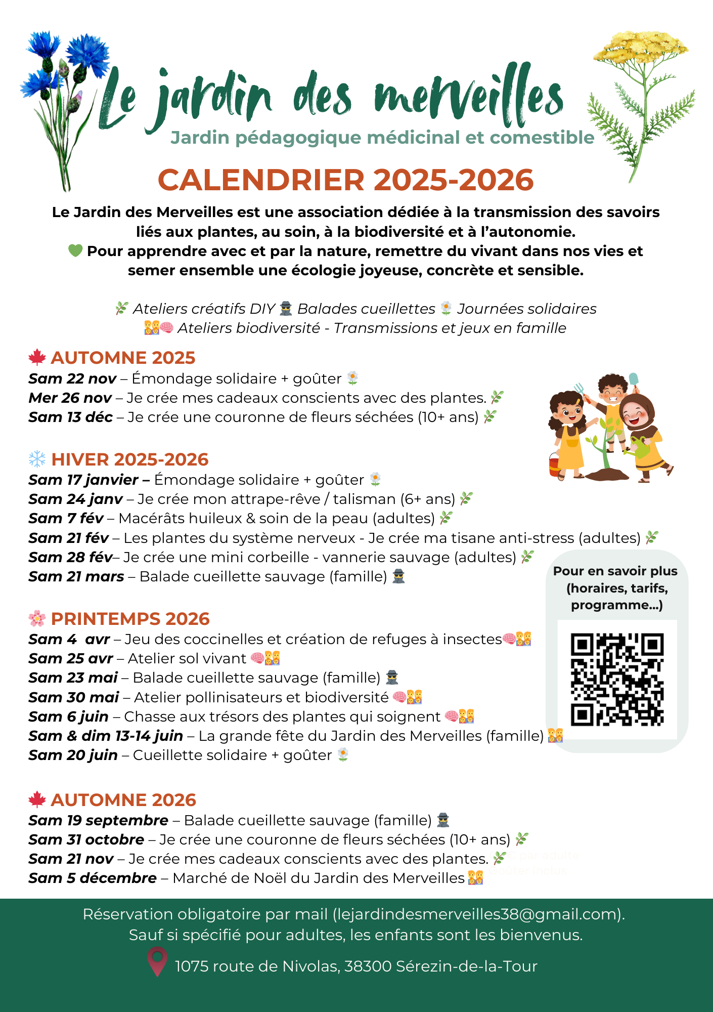 Calendrier du Jardin des Merveilles Bourgoin Jallieu