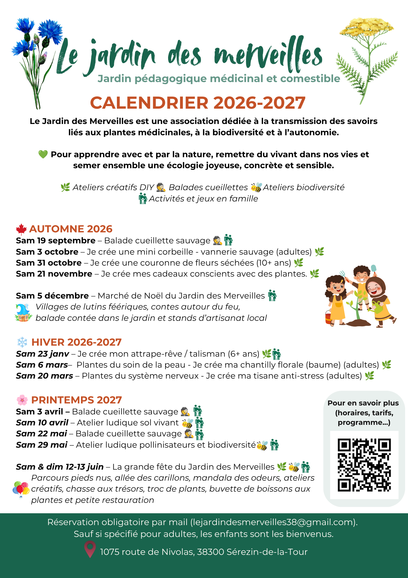 Calendrier du Jardin des Merveilles Bourgoin Jallieu